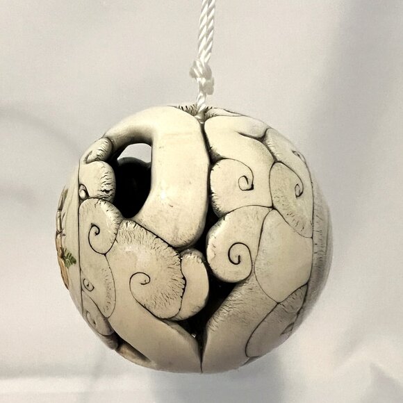 Handcrafted Croatian Ceramic Hanging Ornament with Raised Floral Design – Omiš - Picture 3 of 9